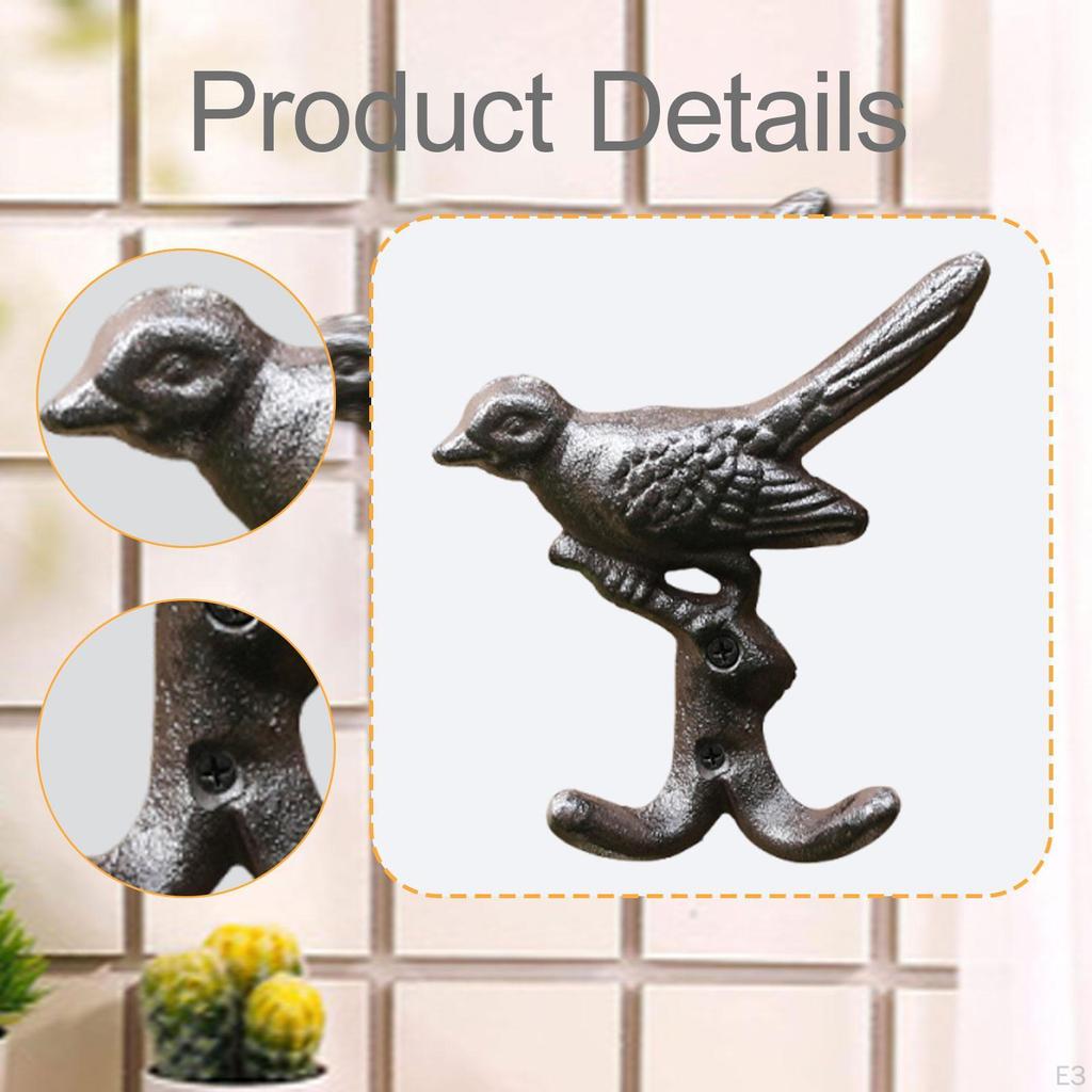 Cast Iron Bird Wall Hook Courtyard Hanger Garden Double Hooks for