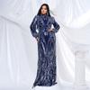 Formelles Kleid im europäischen und amerikanischen Stil für Übergrößen, Langärmeliges Pailletten-Abendkleid, Partykleider