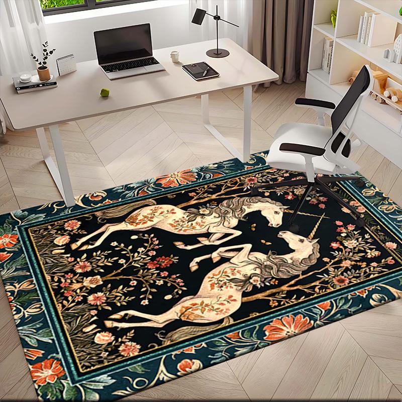 1pc Medieval fairy tale aesthetics unicorn Carpet Rug for Living Room Bedroom Home Sofa Decoration,Kids play Non-slip Floor Mat