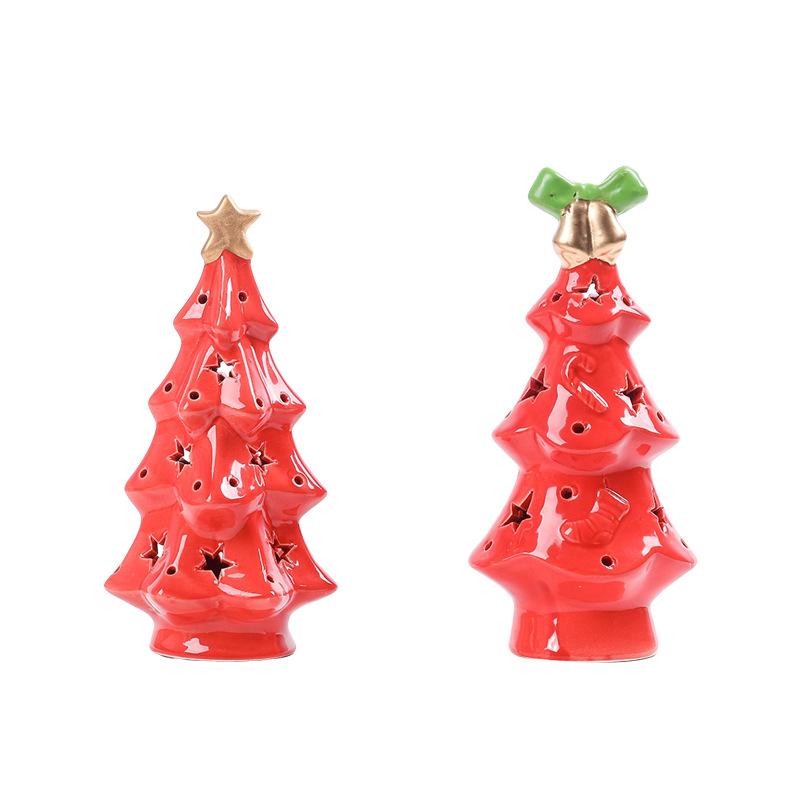 Atmosphere Light Gift: Adorable Ceramic Star Christmas Tree Night Light Home Decor Tabletop Ornament Birthday Present