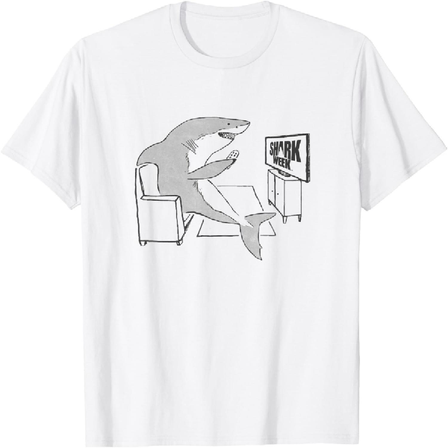 Неделя акул Акула Картошка Белая акула Диван Линейный рисунок Футболка S