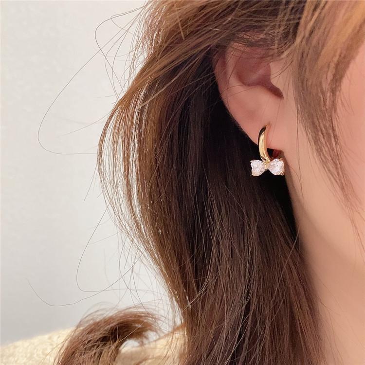Chic Bow Zircon Stud Earrings for Women - Elegant, Versatile, and Trendy Design