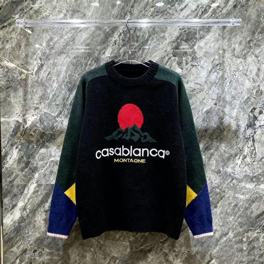 European Style CASA Knit Piqué Polo with Patchwork Pattern - Unisex Design Sweater