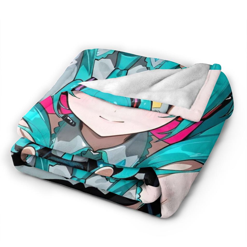 Manga Hatsunes Mikus Blanket Flannel Throw Blankets Airplane Travel Personalised Soft Warm Bedsprea,