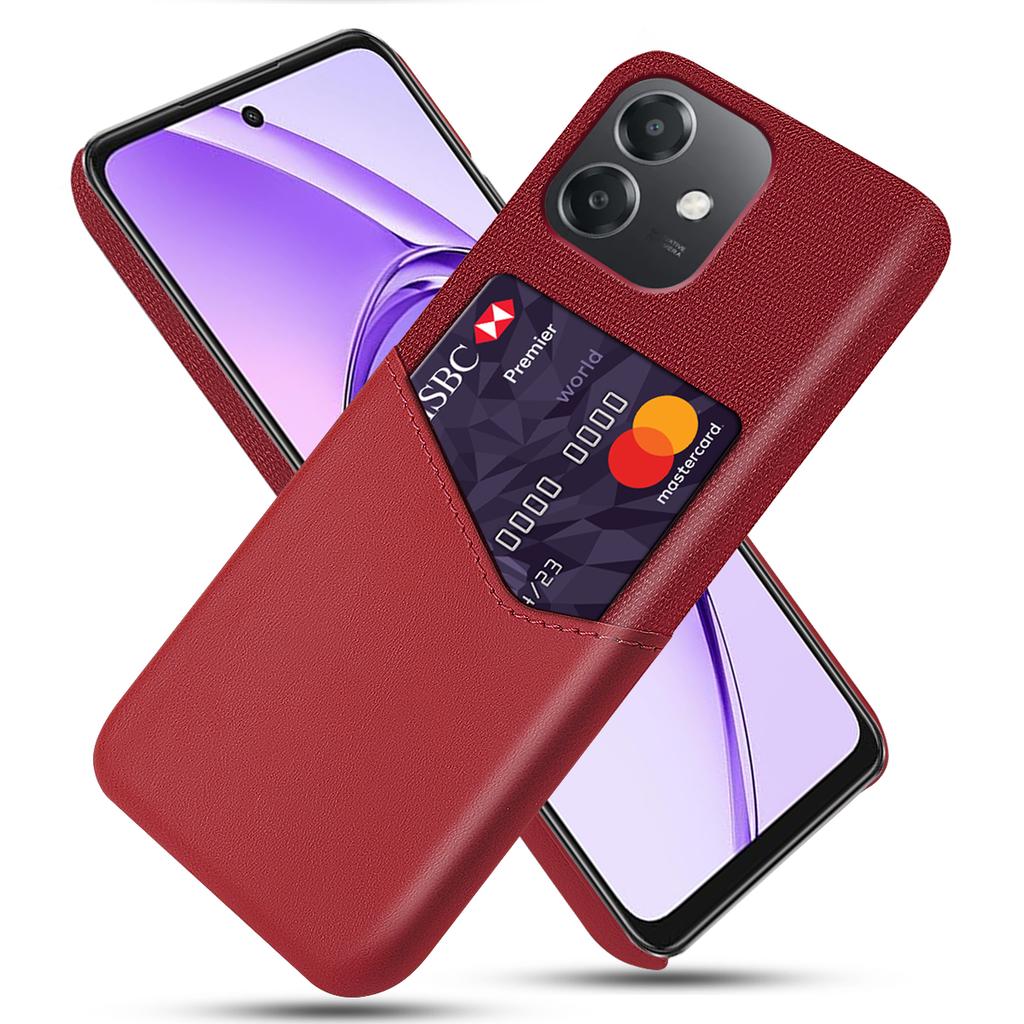 For Oppo A3x 5G (India) Case Cloth Texture PU Leather Hard PC Card Slot Phone Cover