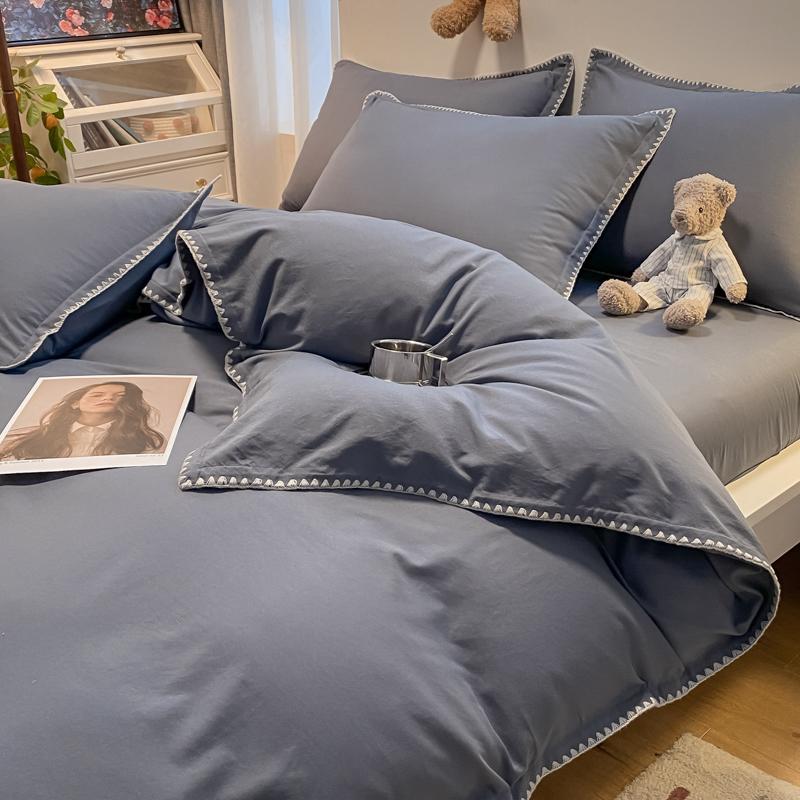 Super Soft Washed Cotton Bed Four Piece Set Four Season Fresh Down Duvet Cover Three Piece Set Is a Great Seasonal Gift