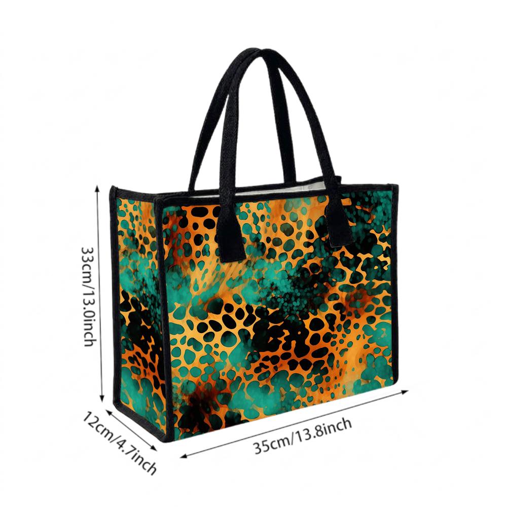 Vintage Animal Print Tote Bag Large Capacity Women Casual Daily Shoulder Handbag for Work Shopping