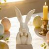 Easter Bunny Figurine Cute Rabbit Holding Face Statue 3D Printed Bunny Ornament for Living Room Bedroom Bookshelf Desktop Shelf Decor