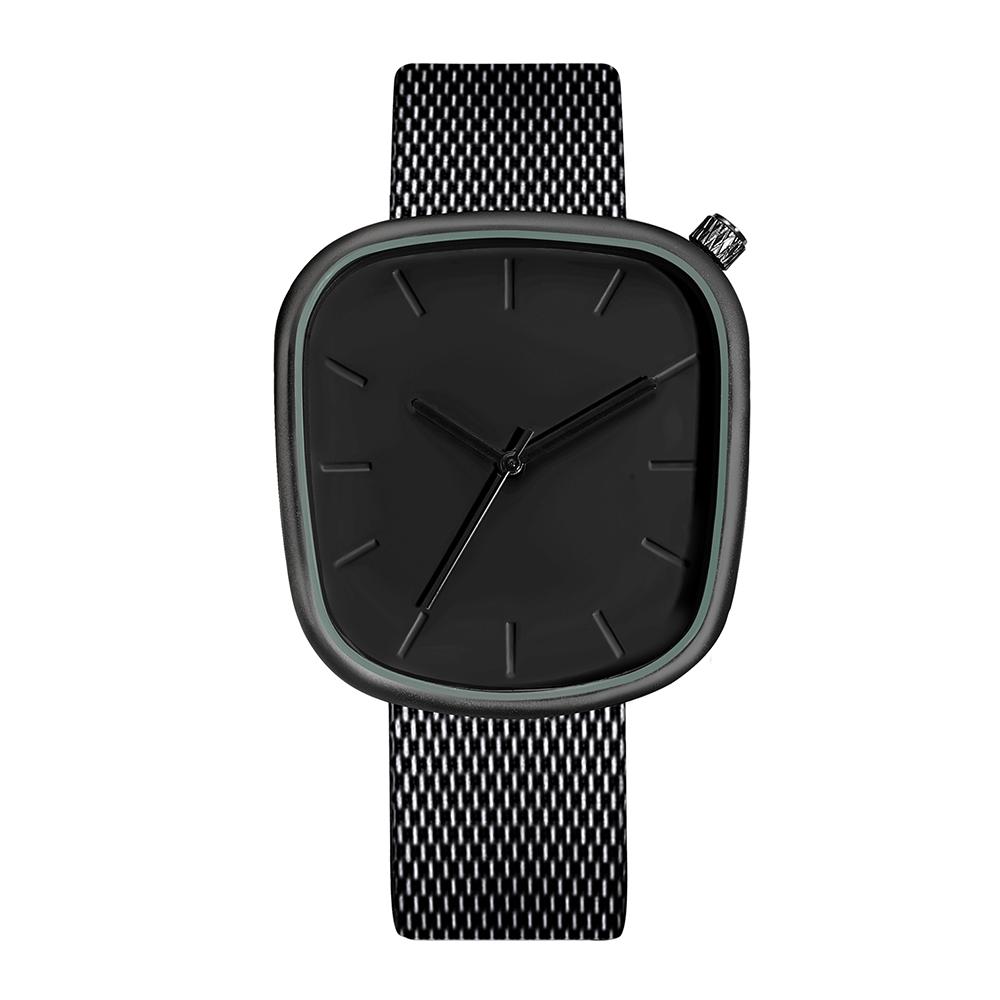 Men's Minimalist Watch Fashion Versatile Men's and Women's Square Watch Scale Black and White Premium Quartz Watch