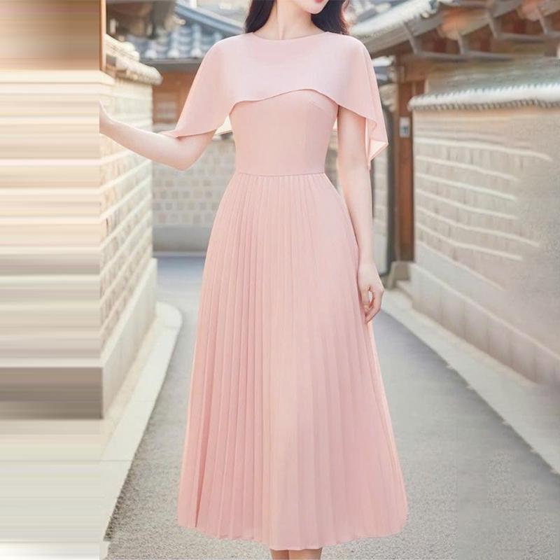 ZANZEA Damen Freizeit Rundhals Ärmellos Elegant Umhang Kleid