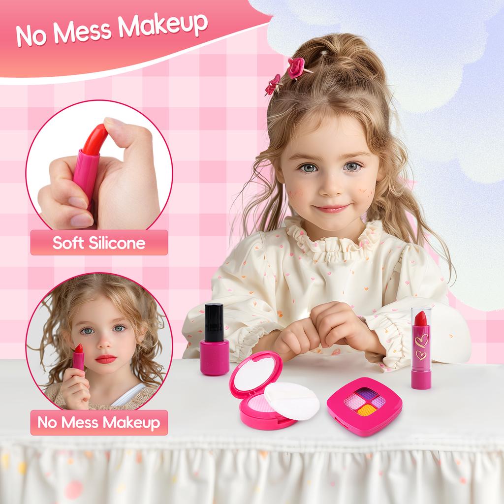 Poșetă de Joacă pentru Fetițe, 23 Buc. Poșetă pentru Copii Mici cu Machiaj de Jucărie pentru Copii Mici, Jucării de Prințesă Include Geantă de Mână, Telefon, Portofel
