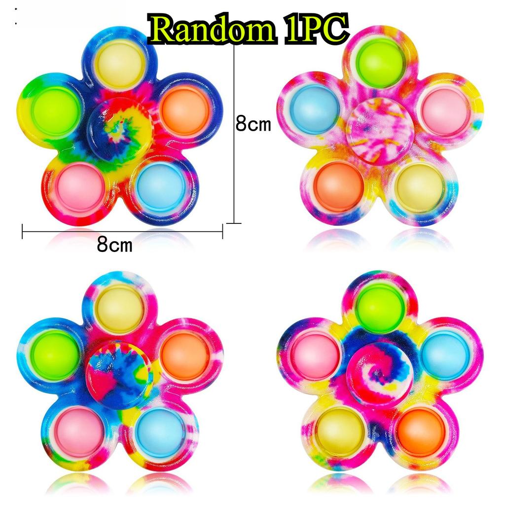 Funny Tie Dye Simple Fidget Spinner Finger Push Bubble Rotating Fidget Spinner For ADHD Anxiety Stress Relief Sensory Toys Kids