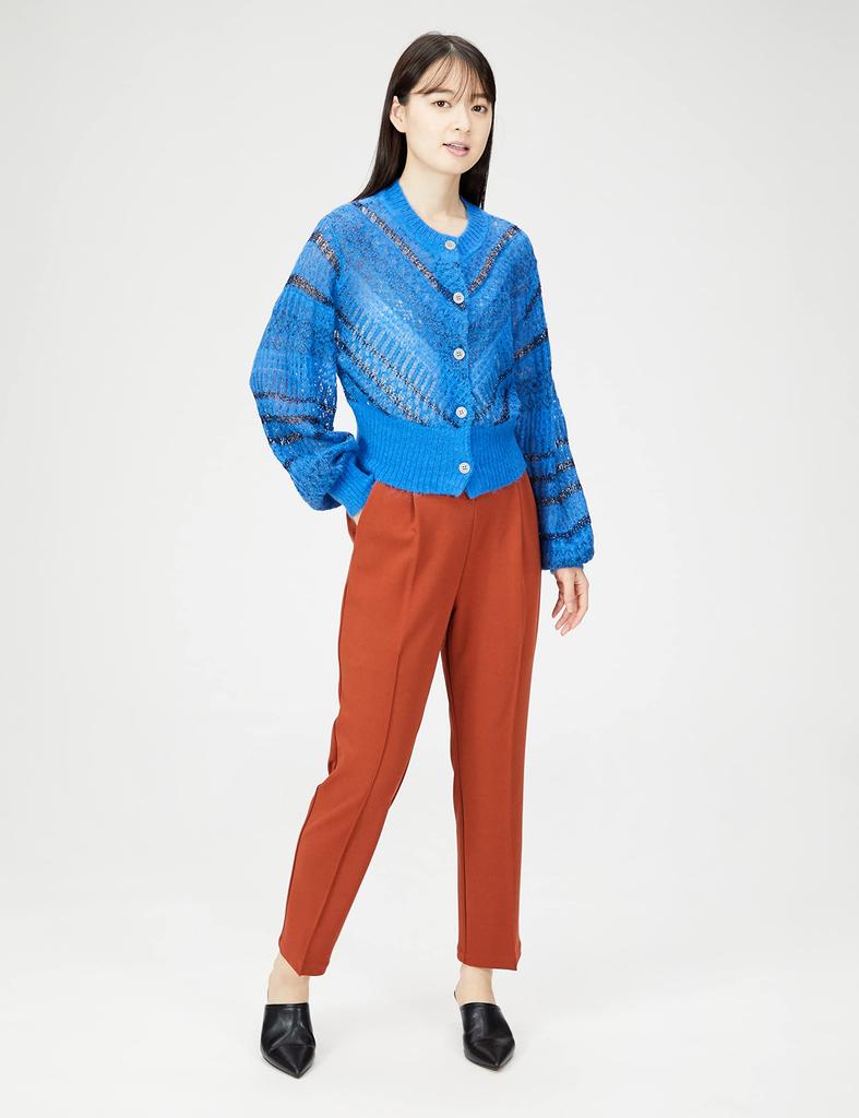 Lily Brown Mohair Jacquard Knit Top LWNT224101 BLU F Lamé Women's