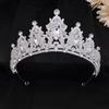 Korean Bride Silver Handmade Crown Headband Headdress New Alloy Crown Crystal Beaded Wedding Accessories for Women