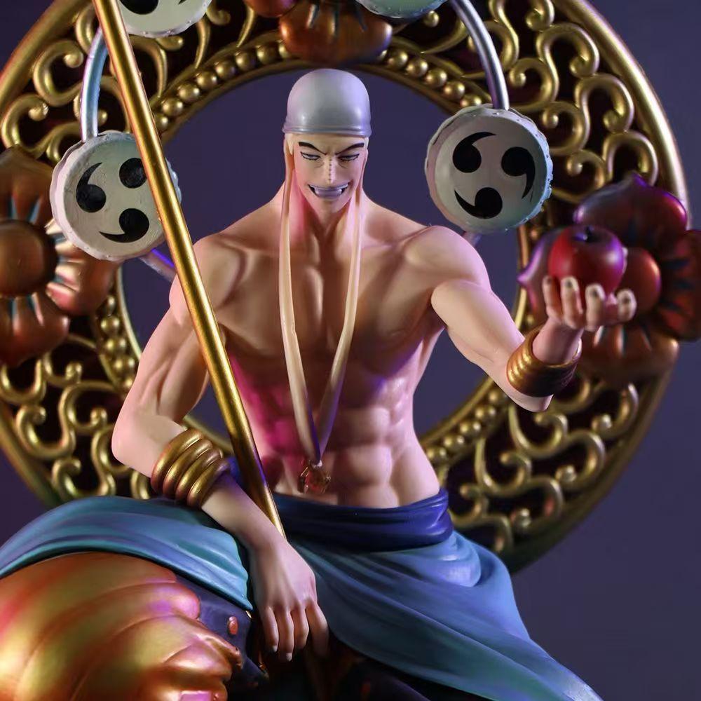 One Piece Anime 39cm Thunder God Enel Sitting Action Figure PVC Statue Model Boys Collection Toys Desktop Ornament Gifts
