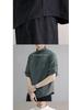 Men's Summer Korean Style Cotton-Linen Slim Fit Linen Shirt with Five-Point Sleeves.