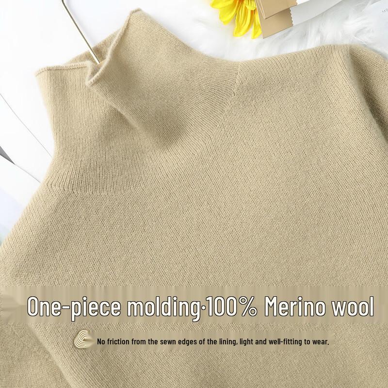 SNOWFLYING Women's 100% Wool High-Neck Pullover Sweater