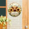 Highland Cow Sunflower Welcome Sign, Rustic Aluminum Wall Decor for Home