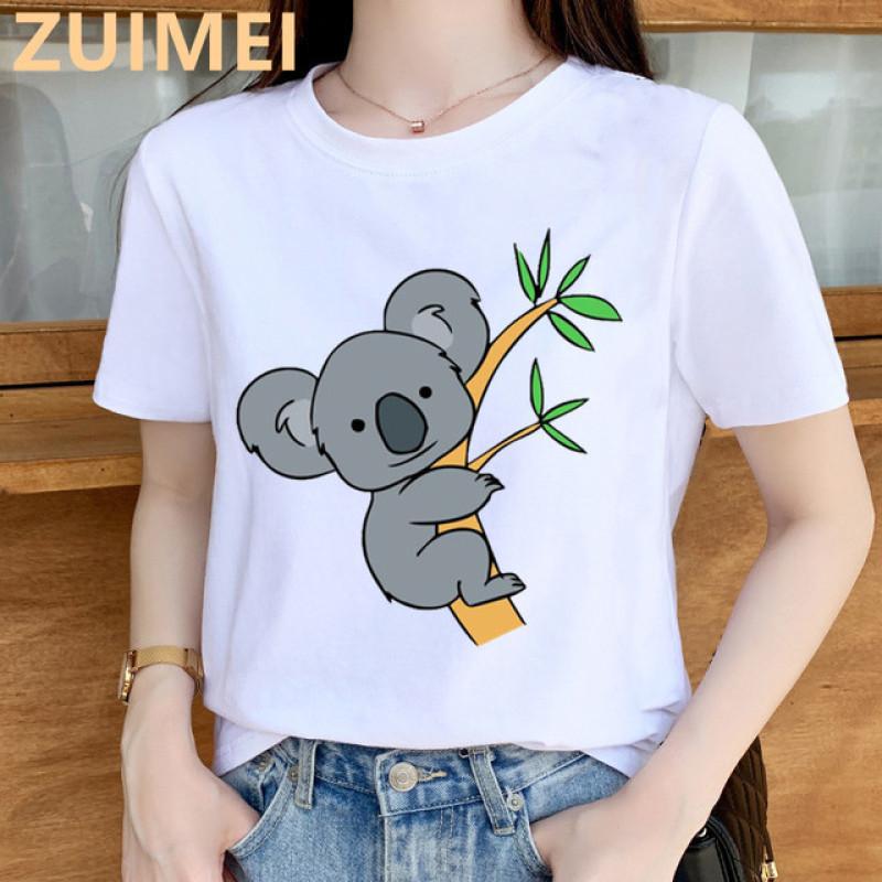 Funny Koala My Puns Are Nope Print Harajuku Top Women T-shirt Casual Ladies Basic O-collar Short Sleeved T-shirt Girl,Drop Ship