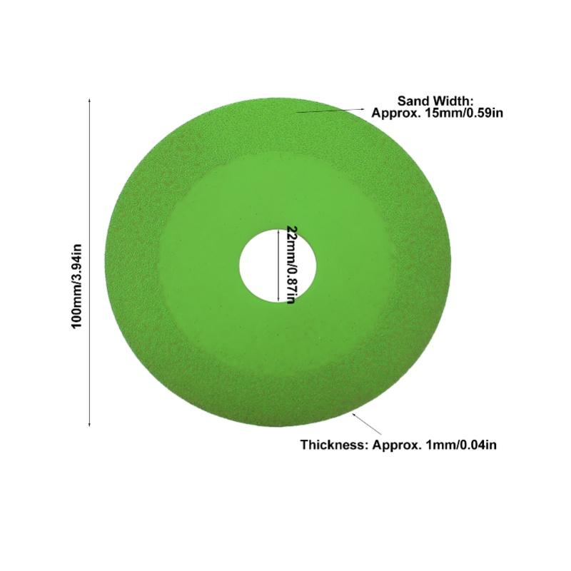 2 Pcs Glass Cutting Disc 22mm ID 100mm OD 15mm Sand Width 1mm Thick Diamond Saw Blade For Tile Crystal Wine Bottle Green