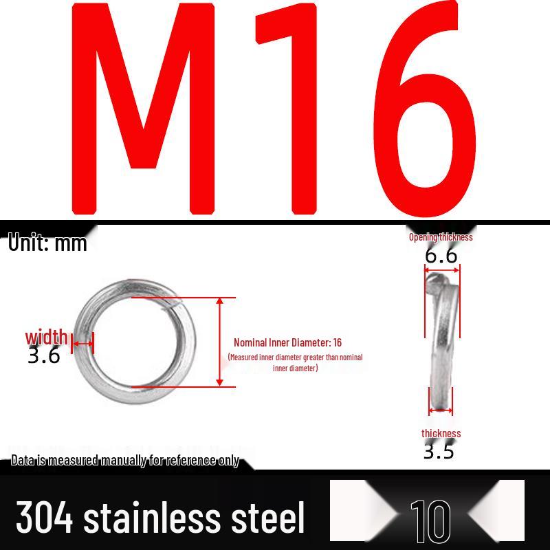 Verdickte 304/201 Edelstahl-Federring Elastischer Abstandshalter M3-M24