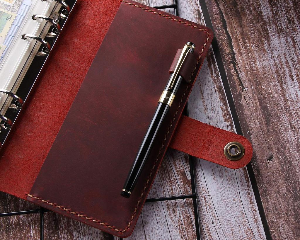 ROTERDON System Notebook A6 Leather 2025 6 Holes with Refills Loose Leaf Standard Cover Leather Hand Stitched Original 3 Colors Notebook Memo Pad Card