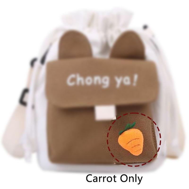 Stylish Canvas Shoulder Bag With Cute Rabbit And Carrot Pins Available In Multiple Colors