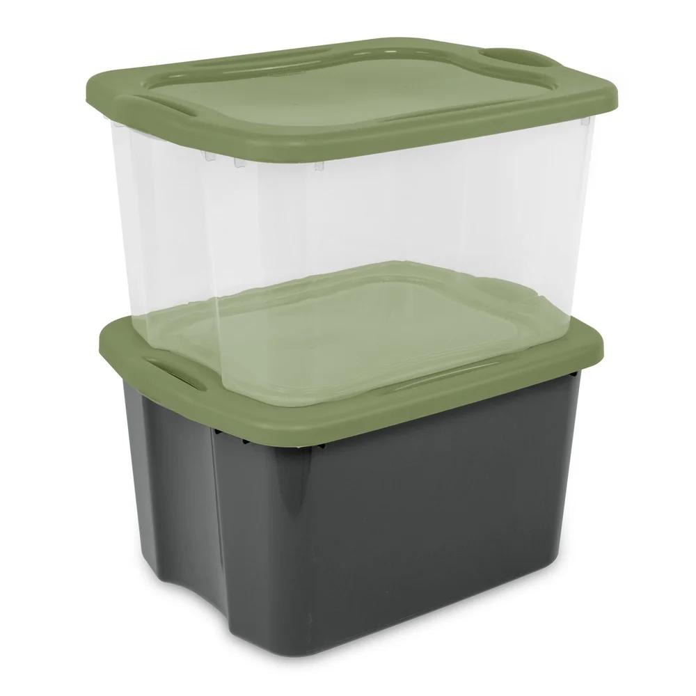 EZ Carry Plastic Storage Bin with Full Grip Handles Ideal Bedding Clothing Toys Home Organization Stackable Durable Portable