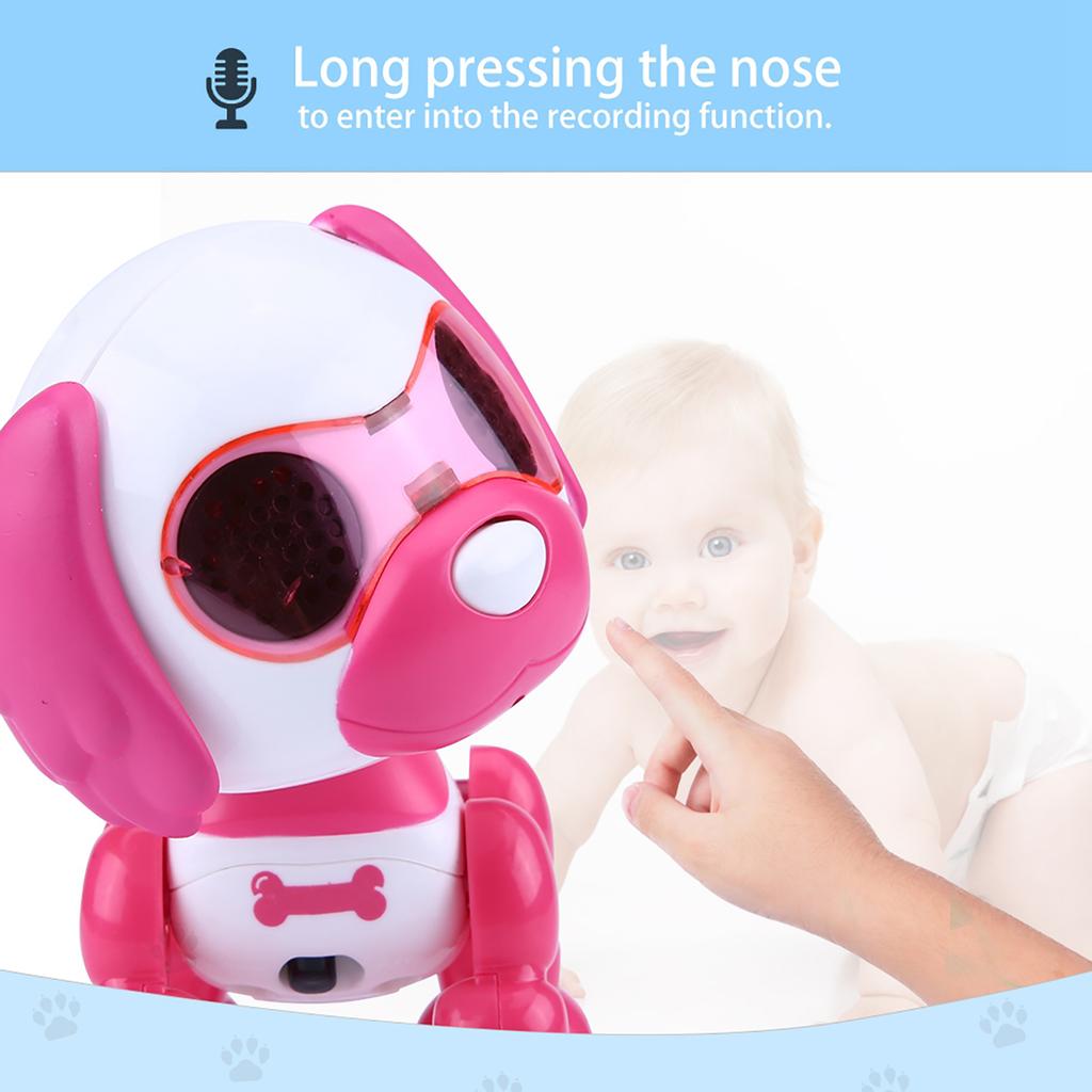 Robot Dog Pet Toy Smart Kids Interactive Walking Sound Puppy LED Educational Gift (Rose Red)