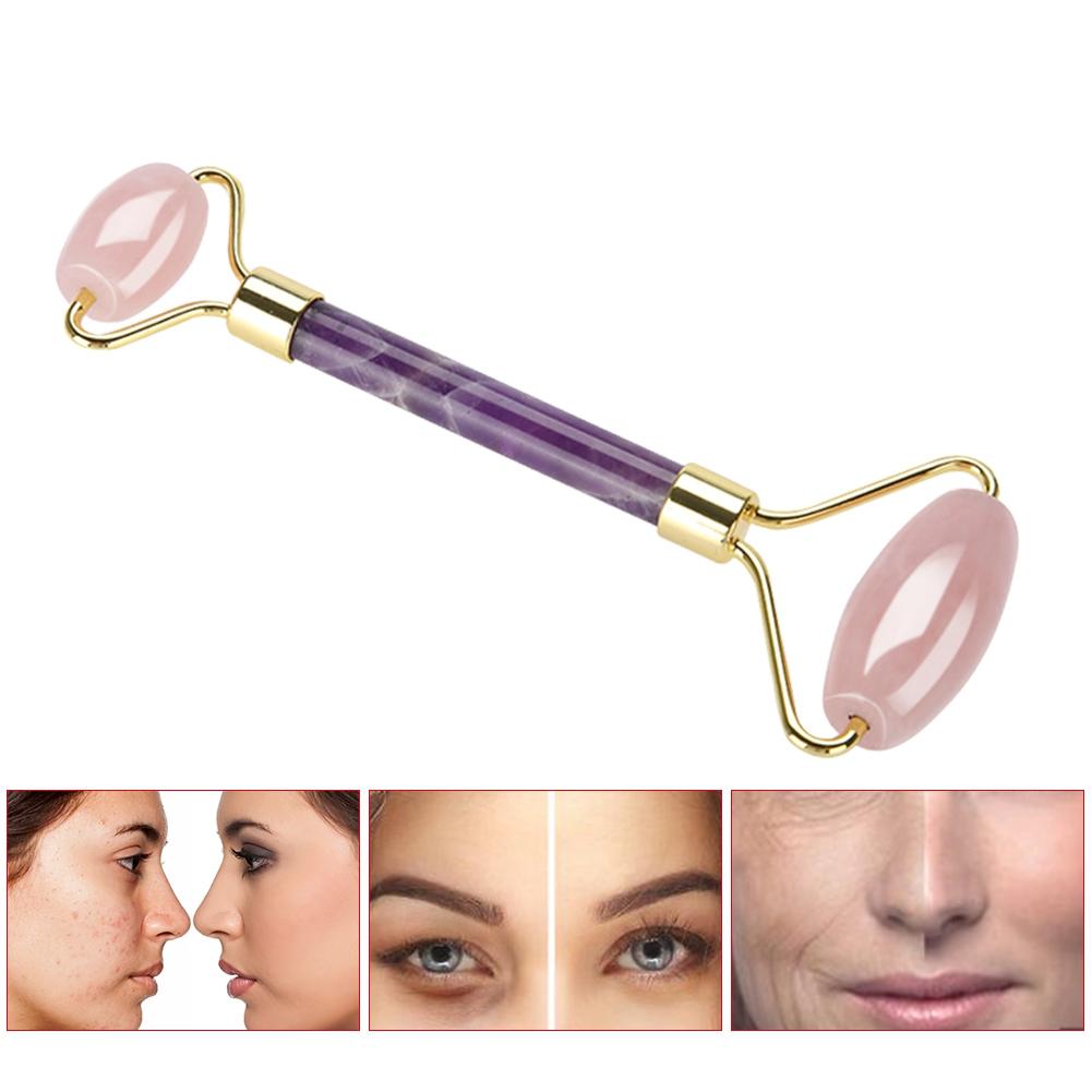Natural Jade Roller for Face Eye Massage Anti Aging Wrinkle Massager Rose Crystal Amethyst