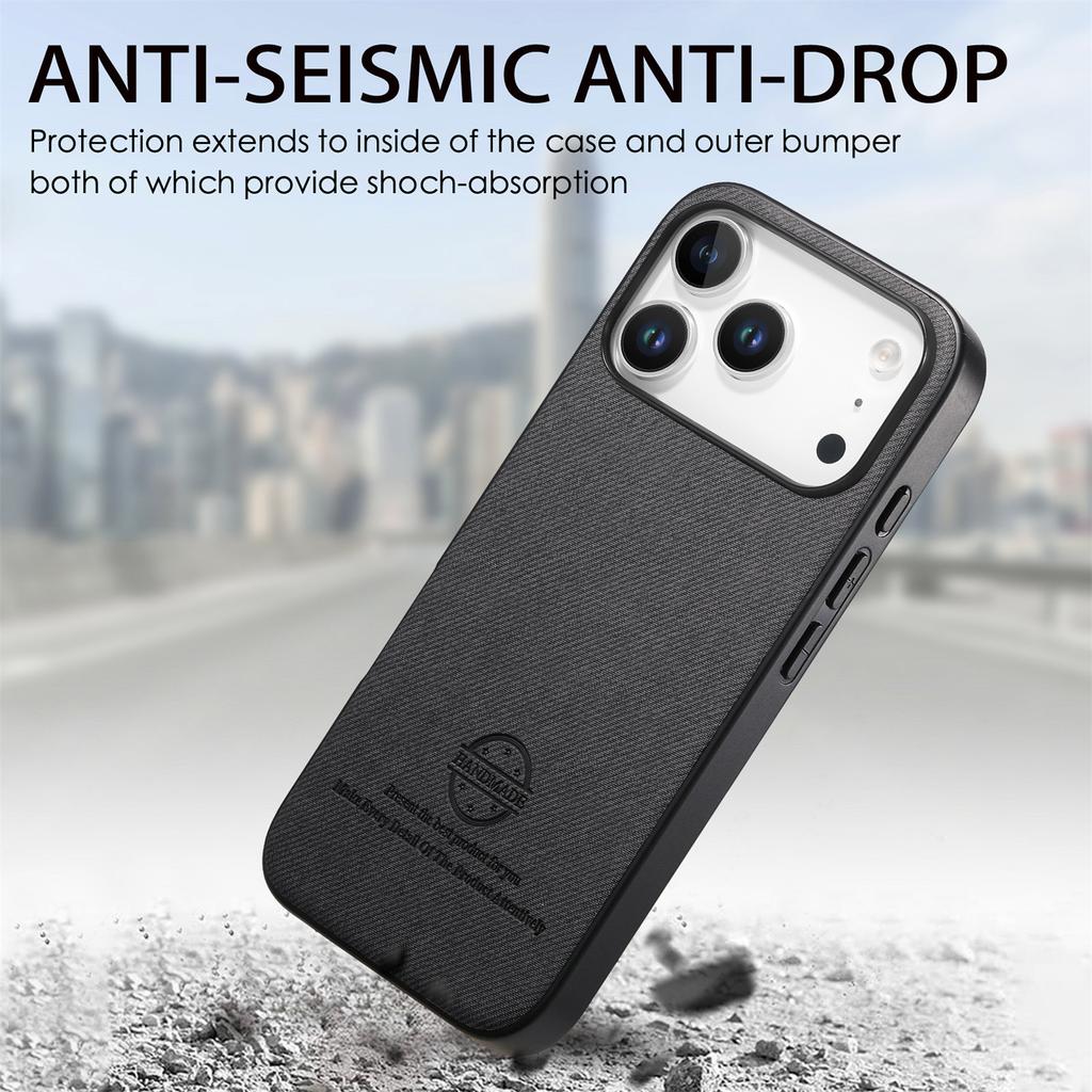 Kožený zadní kryt na telefon pro iPhone 17 Pro s textilní texturou