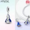 Authentic Blue Doll Girl Pendant Angel Religious Cross Bead Charms Compatible With Bracelets Copper Women Diy Fine Gift Necklaces Accessory Set