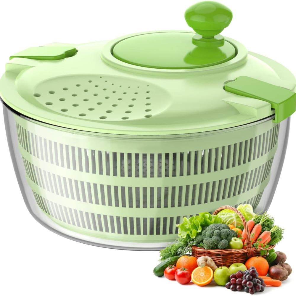 Vihoom Salad Centrifugal, Large Capacity 4.5L Salad Dryer, Kitchen Salad Squeezes with Bowl and Mesh Basket, Washes and Dries Vegetables and Fruits