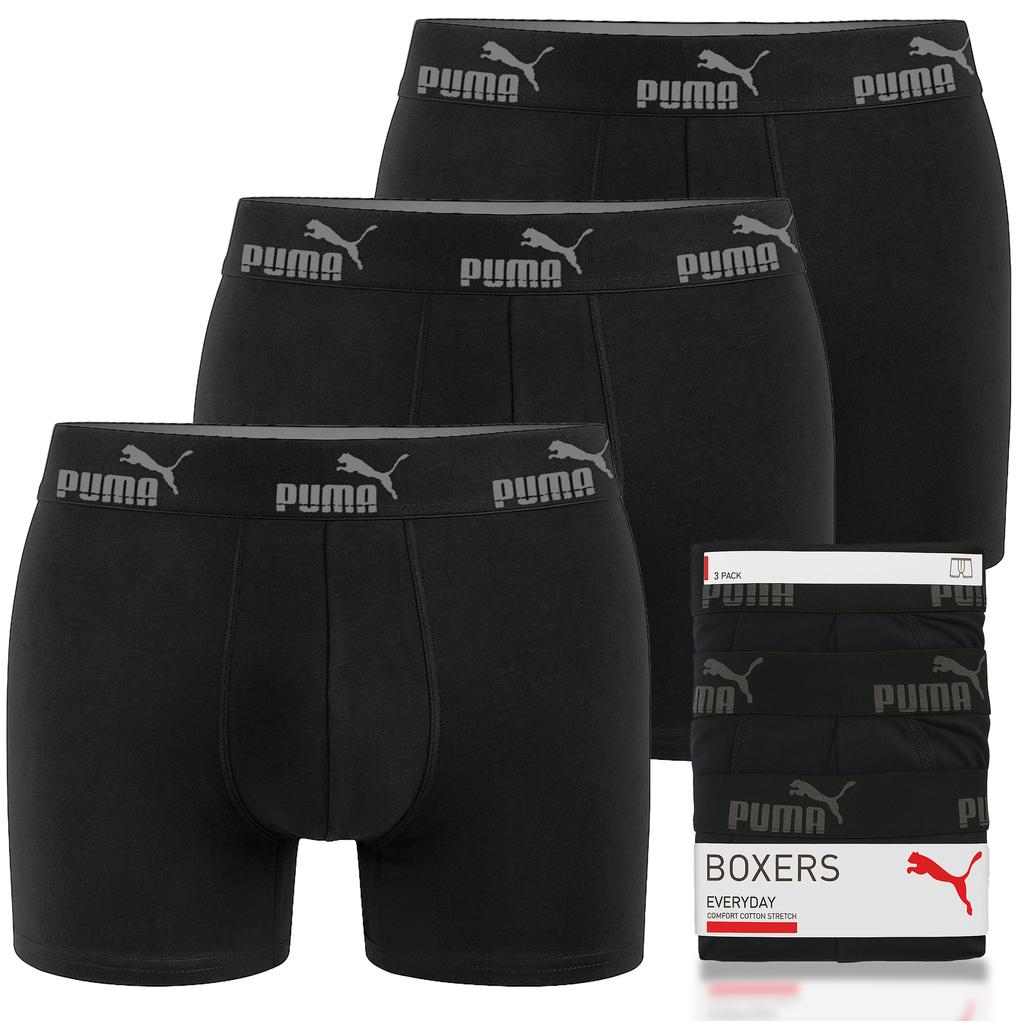 Puma Men' Boxer Shorts Black Cotton 3 Pack Size
