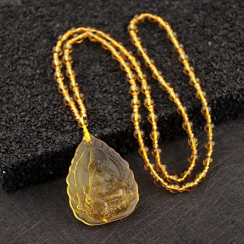 Manjushri Guanyin Anhänger Halskette - Grüne Tara, Medizin Buddha Glasanhänger für Männer & Frauen