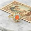 Retro Protein Stone Flower Halo Ring, Exquisite Flower Declaration Ring, Suitable for Women's Daily Wear Decoration