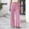 Breathable Summer Pants Women Striped Wide Leg Pants, Elastic Waist Casual Trousers Trousers, Loose Fit Palazzo with Pockets Lightweight