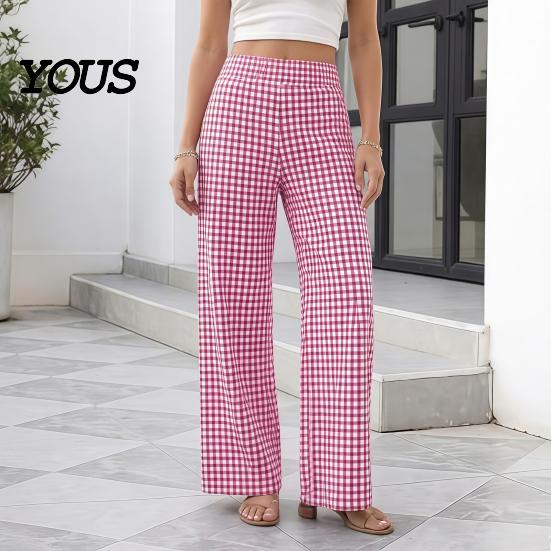 Breathable Summer Pants Women Striped Wide Leg Pants, Elastic Waist Casual Trousers Trousers, Loose Fit Palazzo with Pockets Lightweight