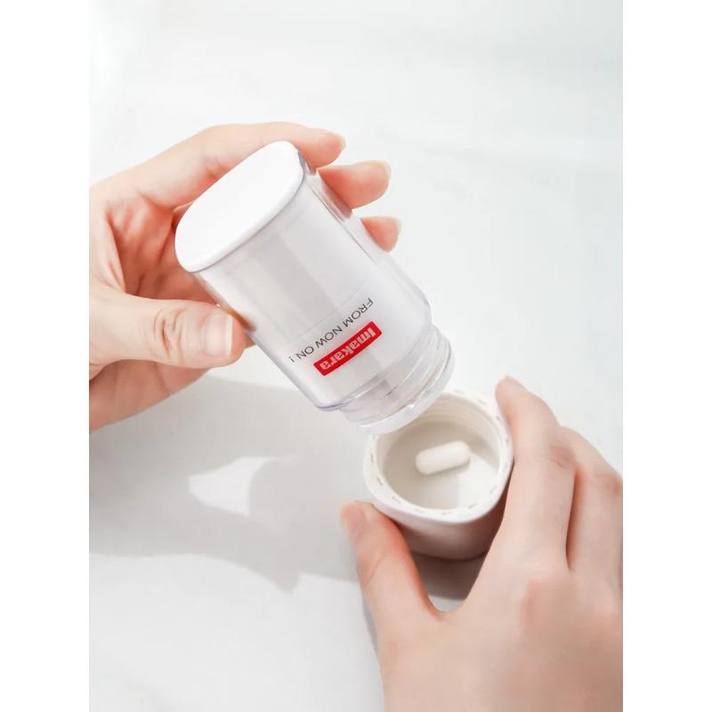1PCS Creative Multi-functional Pill Box Portable Dispenser Home Mini Portable Pill Box 5-in-1 Manual Pill Grinder Storage Box