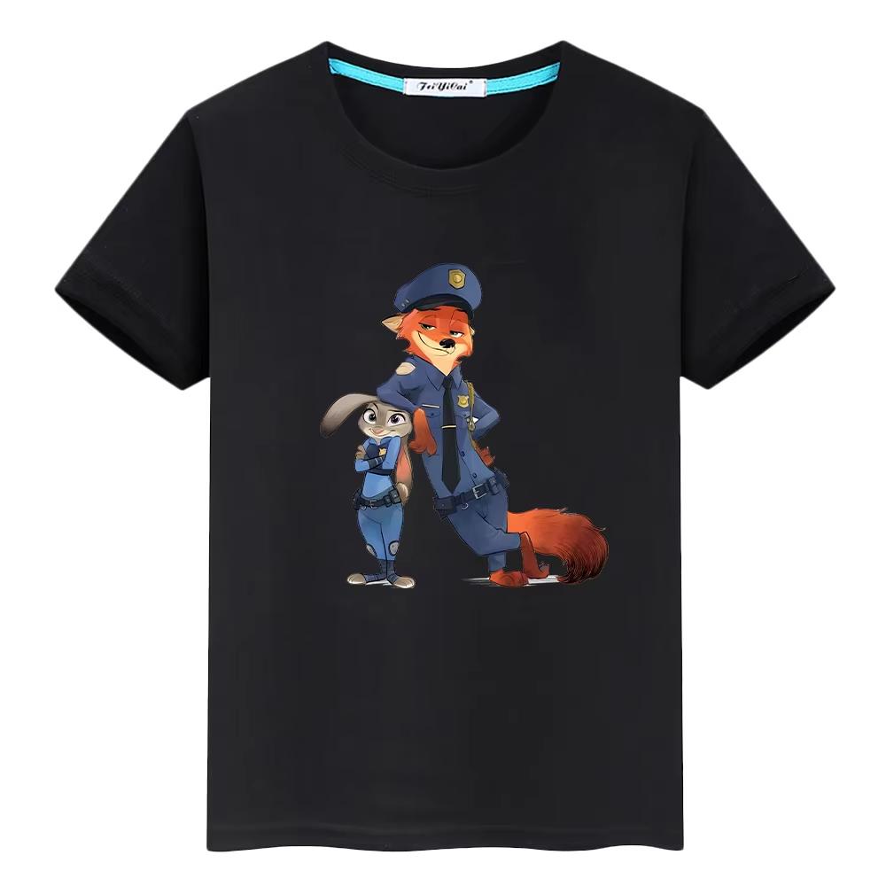 Zootopia 2 Kids Tshirts Cute Anime ShortSleeves Boys and Girls Clothing Christmas Theme Fashionable Childrens Tops