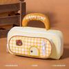 Cartoon Animal Pencil Case Plaid Stationery Bag New Pen Case  School