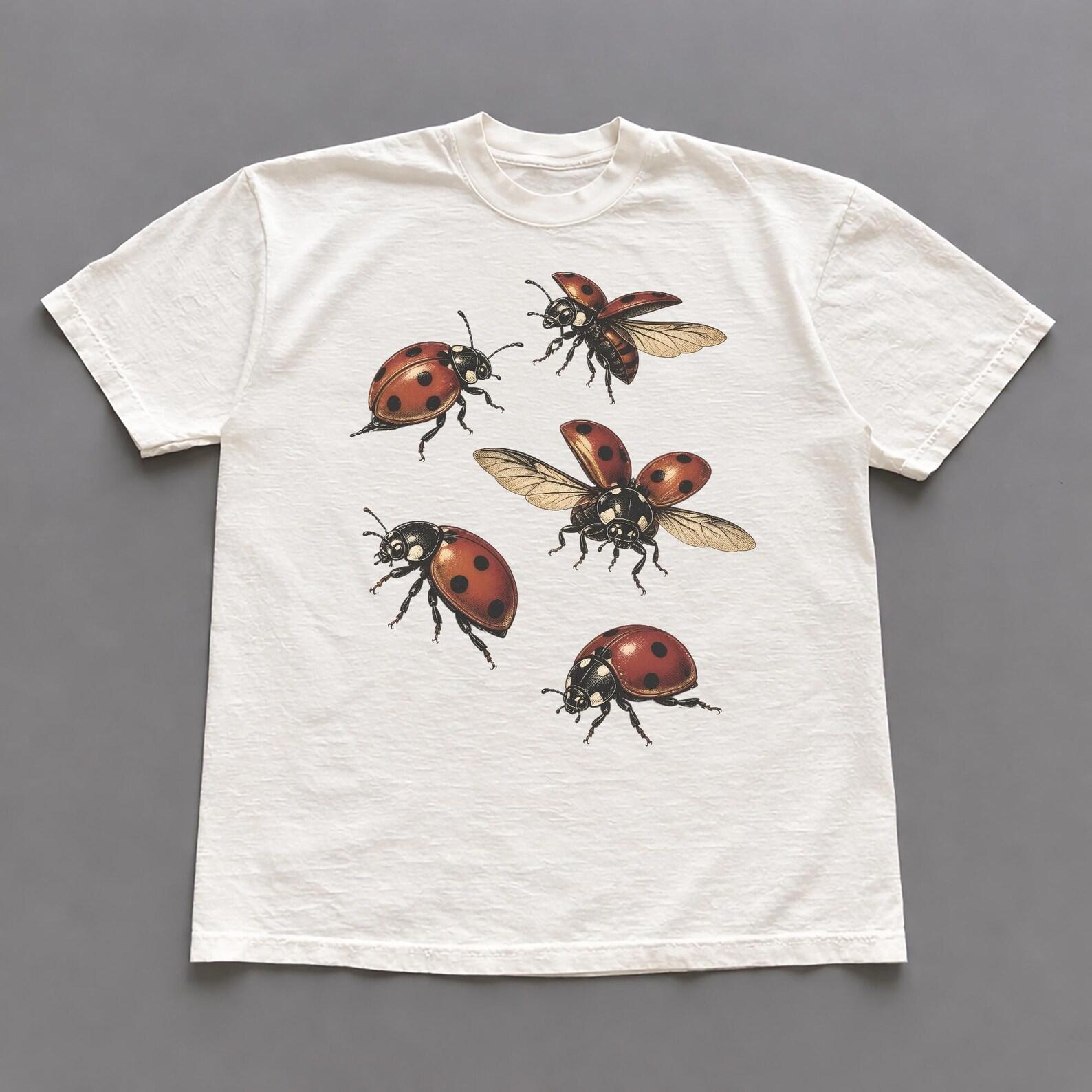 Vintage Ladybug T-Shirt, Retro Insect Art, Cottagecore Nature Tee, Streetwear T-Shirt S