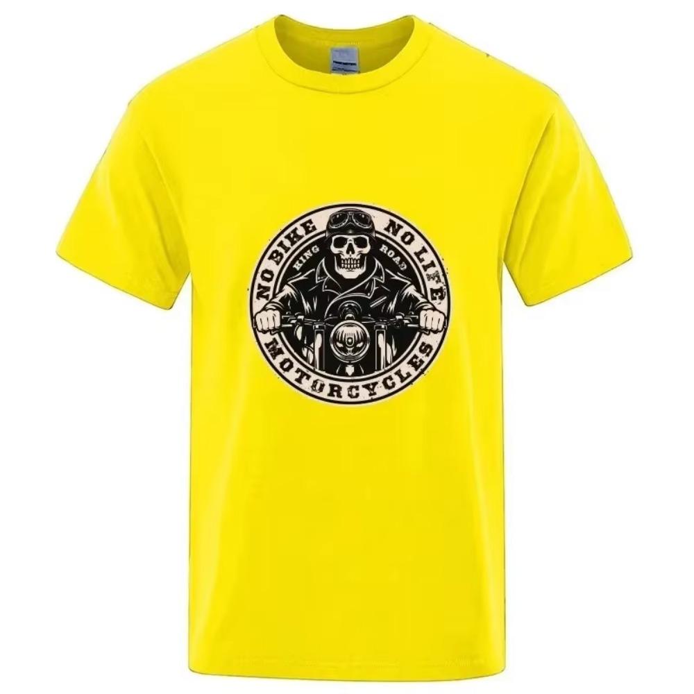 Skull Short Sleeve Cotton T-shirt Motorcycle Addict Piston T Shirt Hip Hop Men's Shirt Cool Tees Harajuku Fashion Streetwear