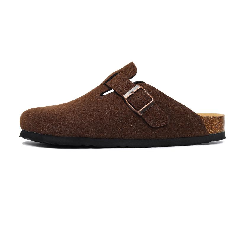 

Мужская пробковая обувь, новинка 2024 года, верблюжьи классические шлепанцы с закрытым носком, модные коричневые пробковые сандалии из флока, мужские и женские унисекс, размер 35-45 45 темно-коричневого