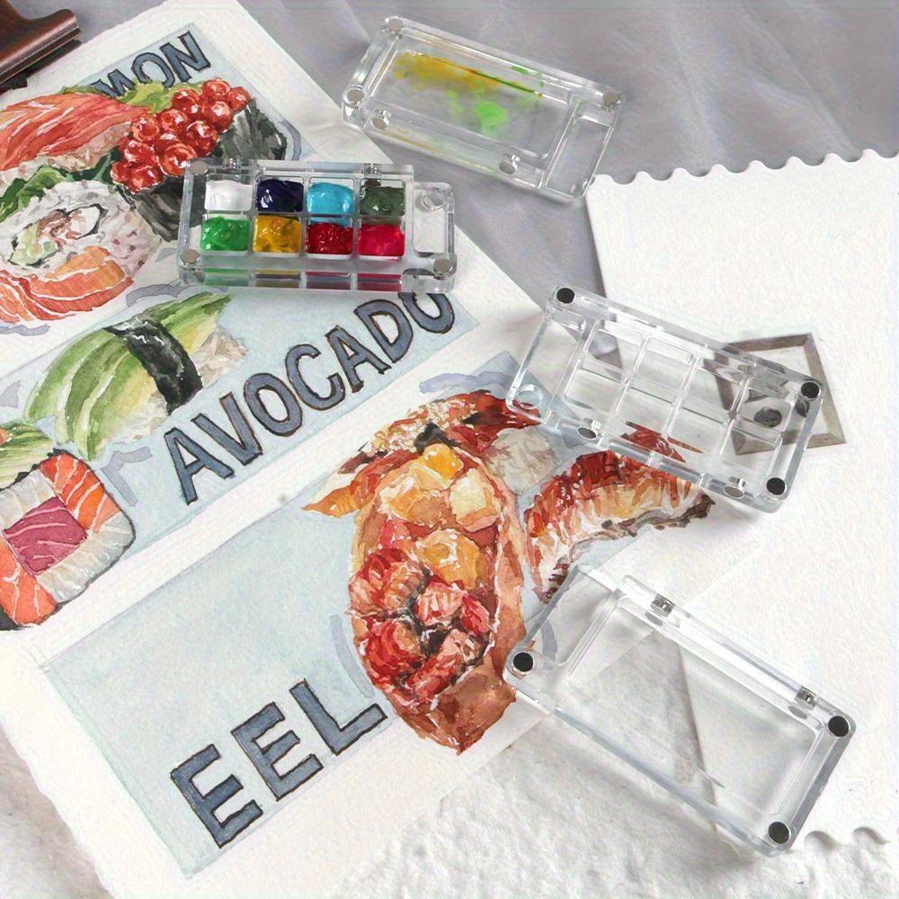 8 Grids Transparent Magnetic Mini Travel Plastic Painting Box Palette for Watercolor Paint Subpackage