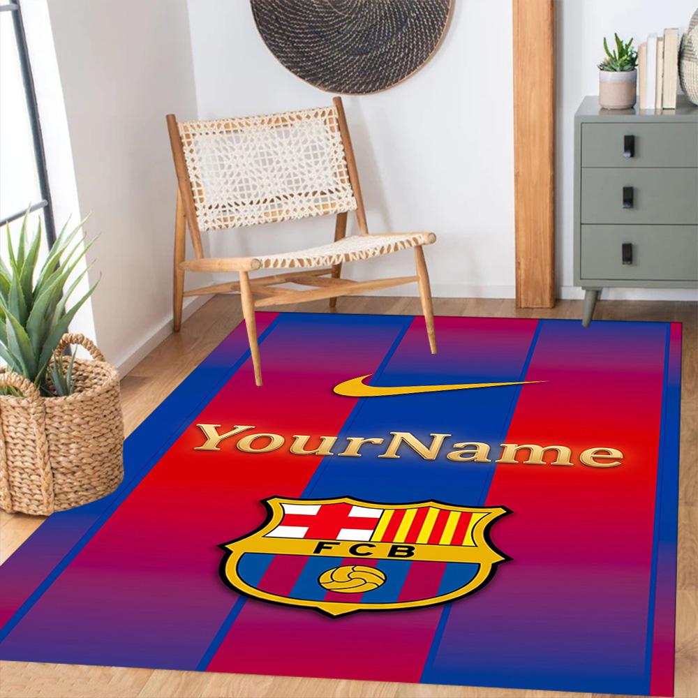 FC Barcelona personalisierter Namens-Teppich Perfekt für Esszimmer im Freien Eingangsbereich Flur Rutschfester Teppich Büros Dekorieren Hochzeitsfeier Geschenk