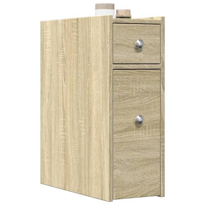 VidaXL Armoire de salle de bain étroite avec roulettes chêne sonoma, armoire de salle de bain haute, rangement de salle de 855288