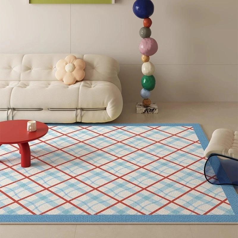 

Blue Dopamine Area Rug Ins Style Luxury Fluffy Carpet for Living Room Bedroom Retro Sofa Coffee Table Floor Mat Bedroom Rug 40X60CM