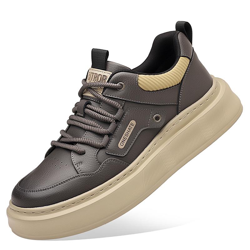 British Style Arrival Casual Leather Mens Board Shoes High Quality Fashion Thick Bottom Shoes Outdoor Non-Slip Walk Hiking Shoes