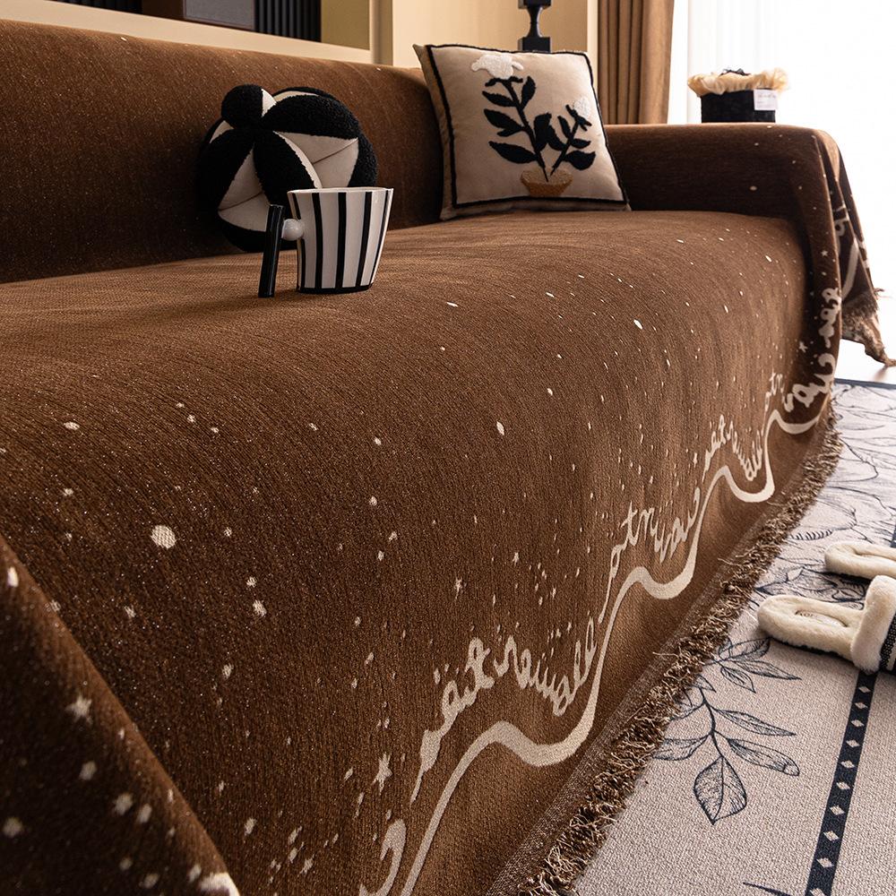 

Простой универсальный нескользящий чехол для дивана Four Seasons, серебристое полотенце из шенилла, утолщенное одеяло для дивана с защитой от царапин 180X130CM